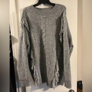 Wonderly Sweater Womens XXL Gray Chunky Knit Fringe Oversized